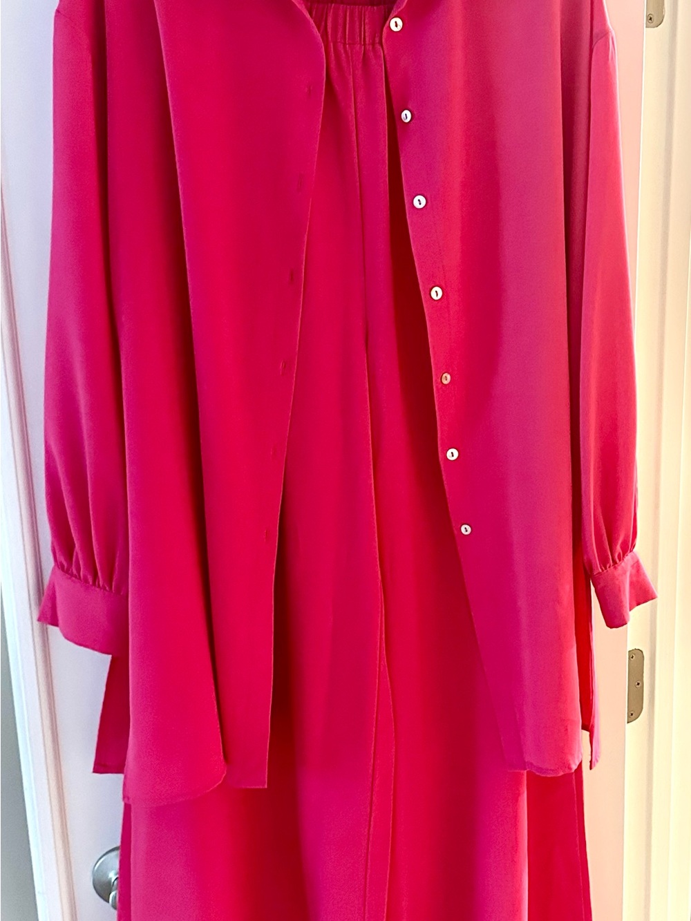 Bright hot pink  Button- 2 piece pants  Set